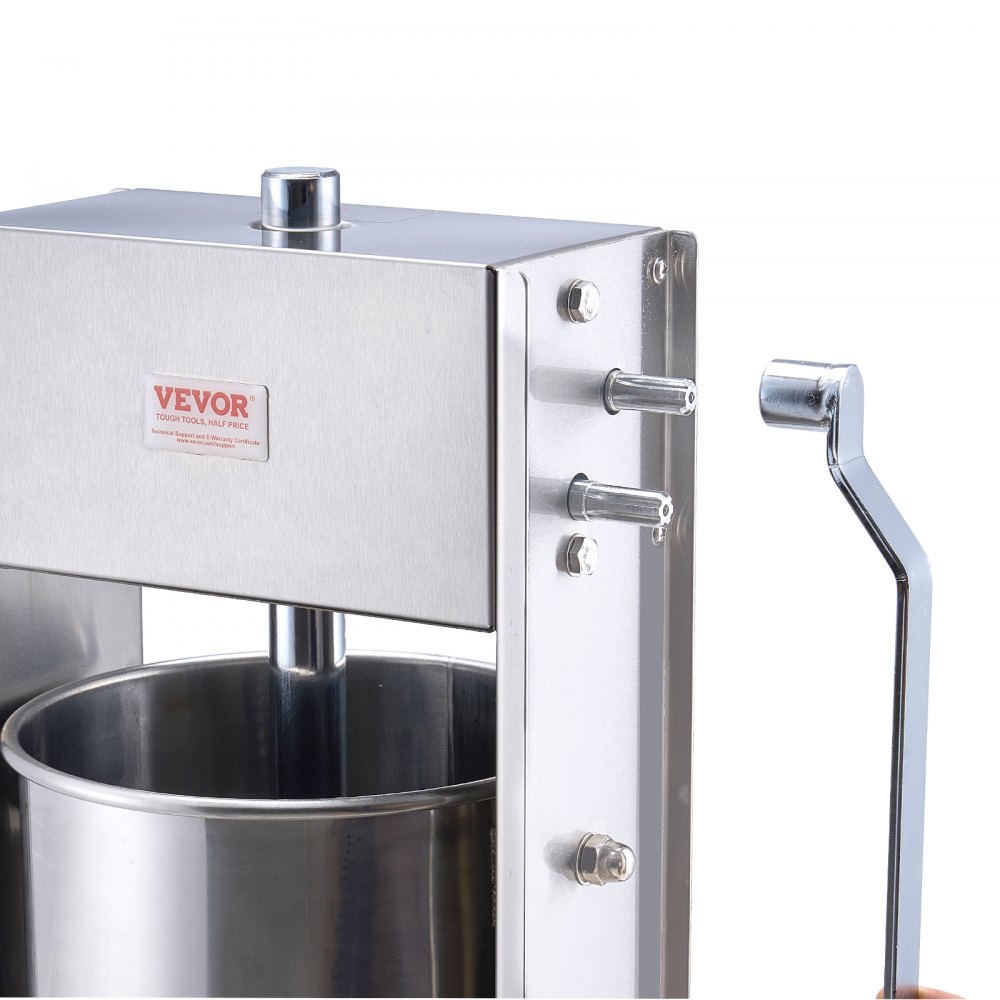 VEVOR Manueller Wurstfüller, 15 l / 30 Pfund vertikale Wurstmaschine, Fleischfüller mit zwei Geschwindigkeiten, aus lebensmittelechtem 304 Edelstahl, inkl. 5 Füllrohren, für Zuhause, Küche, Restaurant, Gewerbe