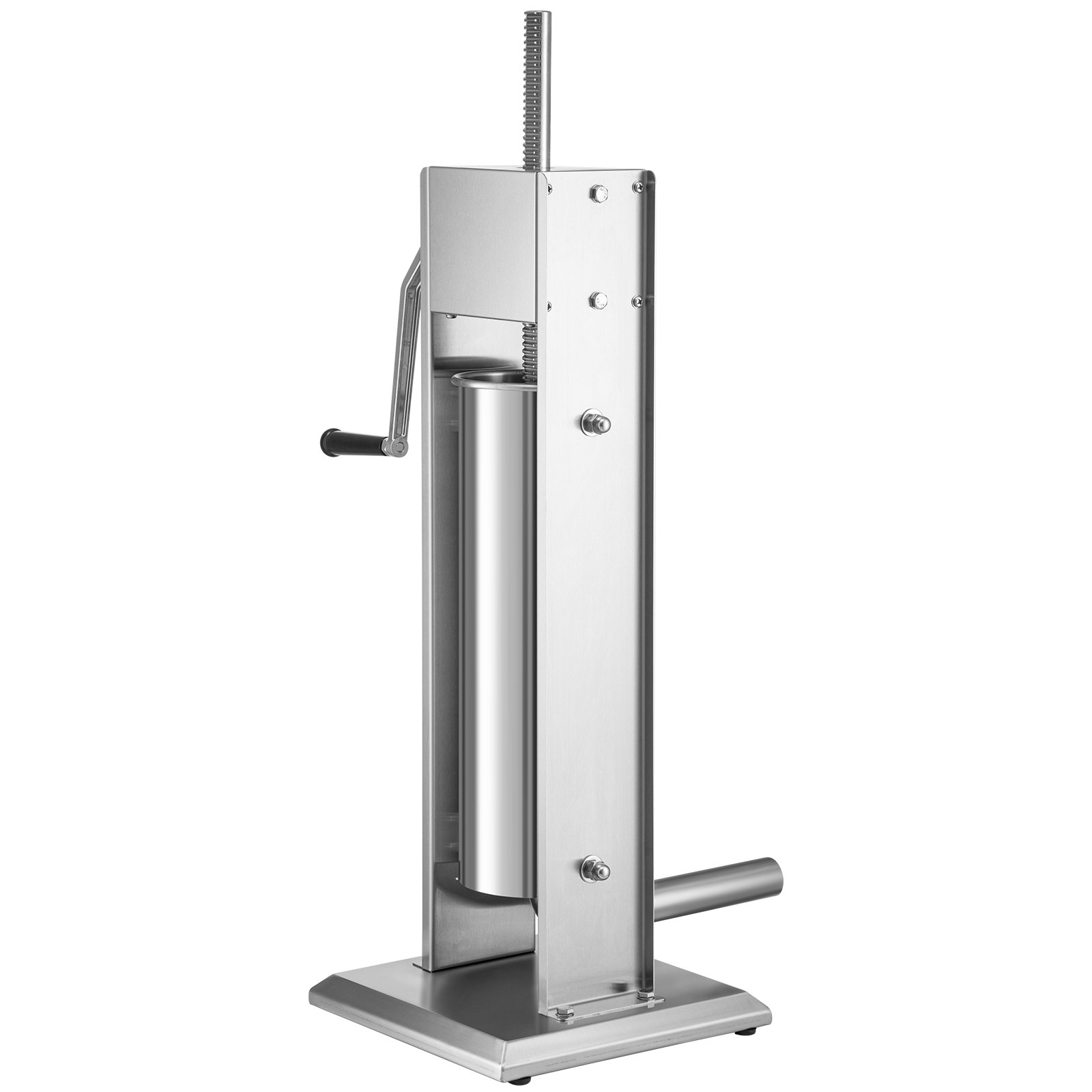 VEVOR Manueller Wurstfüller Wurstfüllmaschine 7 L, Edelstahl + Aluminium Professionelle Silberne Wurstmaschine inkl. 37  / 30  / 21 / 15 mm Füllrohre, 2-Gang-Getriebe Vertikale Wurstpresse Handkurbel