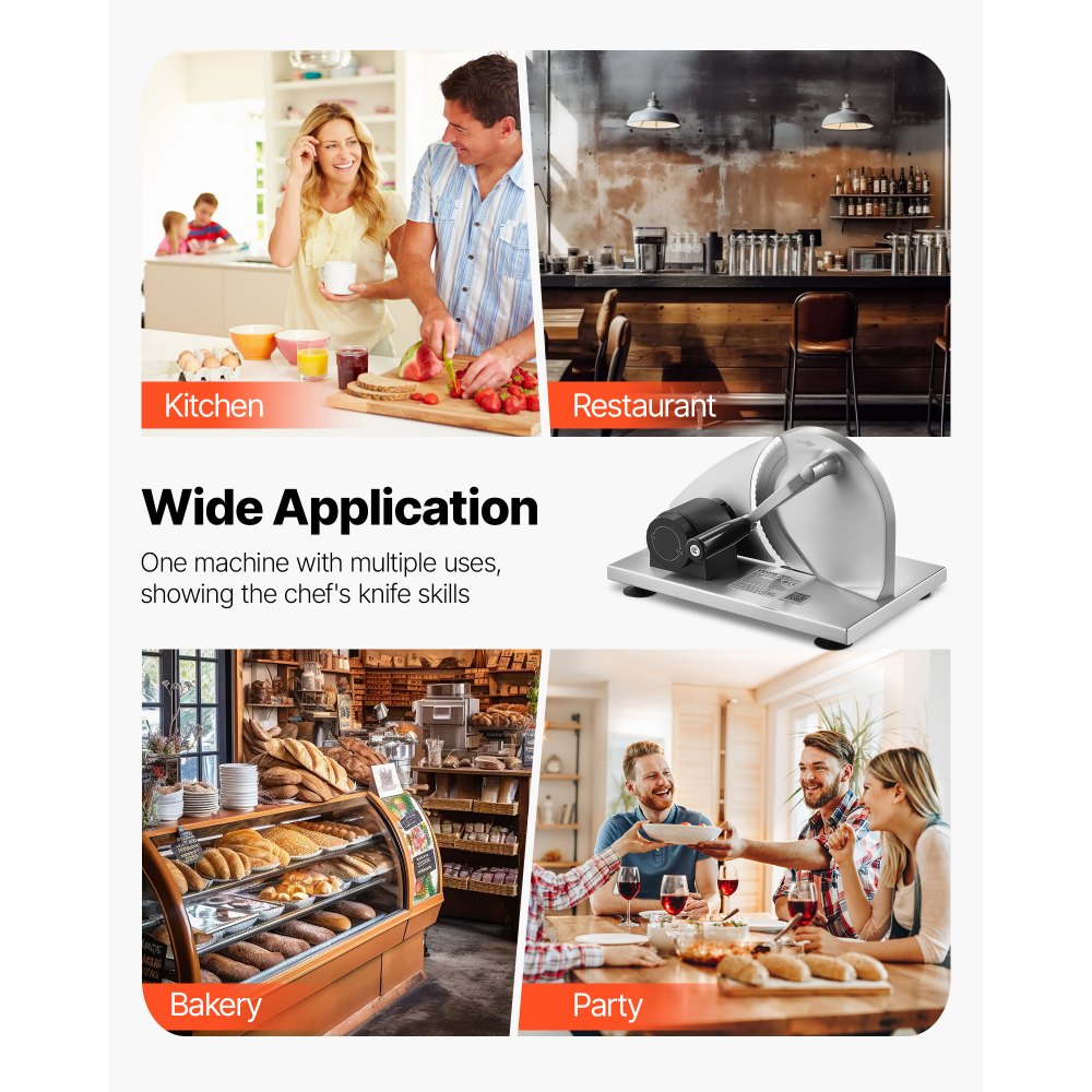 VEVOR Manueller Brotschneider, Käseschneider mit einstellbarer Schnittstärke (0–15 mm), handbetriebener Brotschneider mit mikrogezahnter Edelstahlklinge für Küche, Bäckerei und Partys