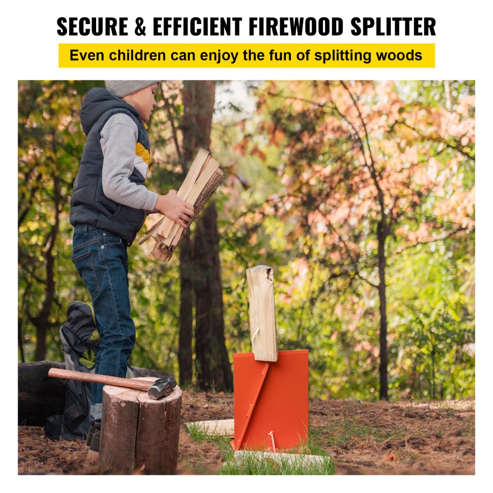 VEVOR Manueller Holzspalter 23x17,7x27,5cm Spaltwerkzeug Q235-Stahl Brennholzspalter 22 cm Klinge Stahlkeilspitze Anzündspalter Splitter Kaminholz zum Spalten von Holz für Holzofen Kamin Feuerstelle