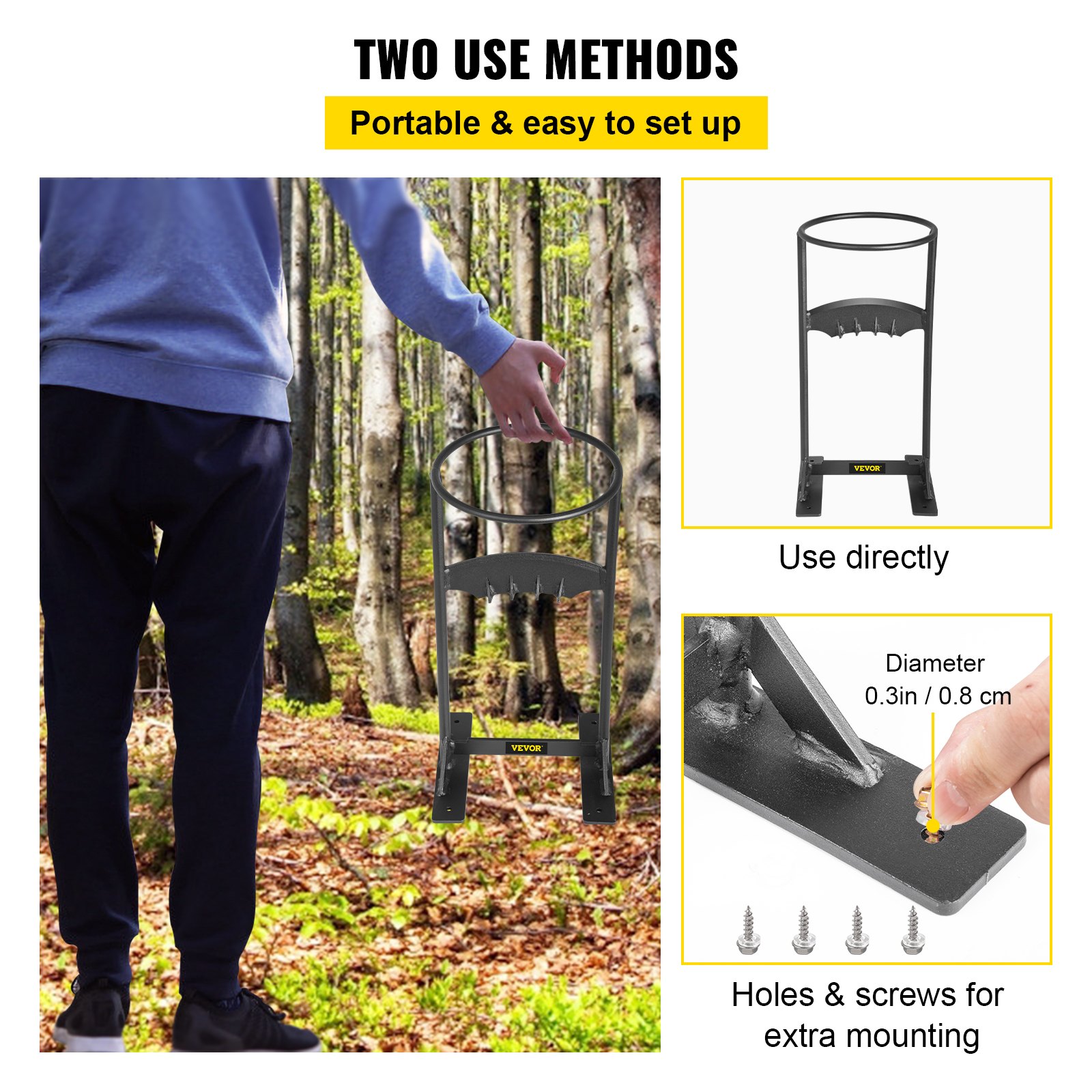 VEVOR Manueller Holzspalter Q235 Eisen Brennholz Kindling Splitter 43,2 cm Höhe Holzspaltwerkzeug 22x20cm Basis Spaltwerkzeug Spaltkeil zum Anfertigung von Holz für Holzofen Feuergrube Kamin usw.