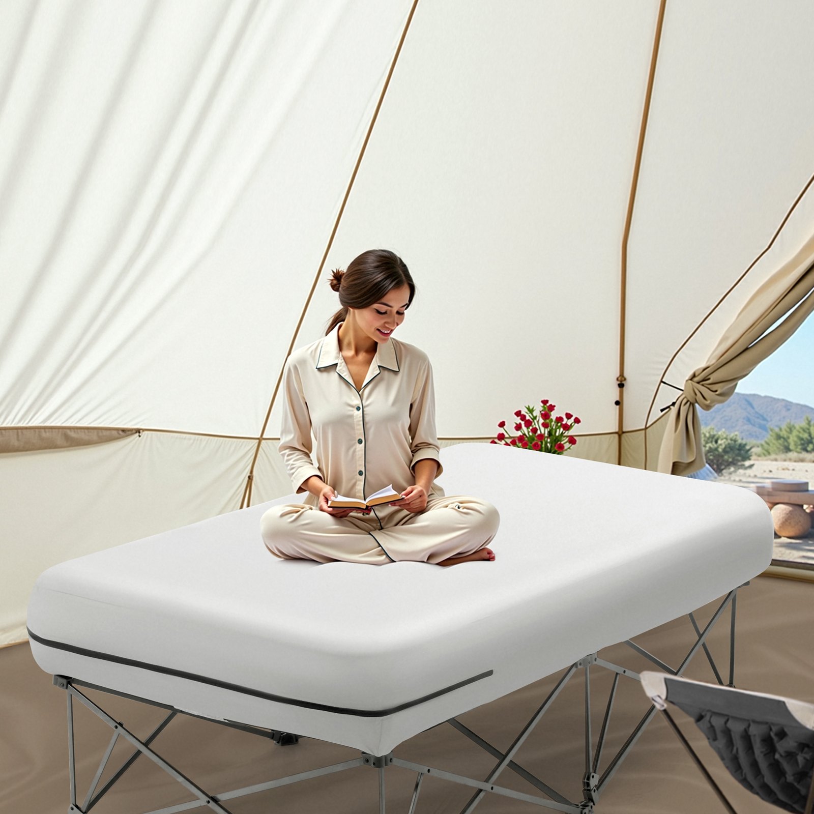 VEVOR Luftmatratze Twin mit Rahmen, Aufblasbare Matratze für 1 Person mit Pumpe und Rolltasche, max. 136 kg, Schnell Aufblasendes Luftbett für Zuhause, Gäste und Camping, 1880x990x610mm