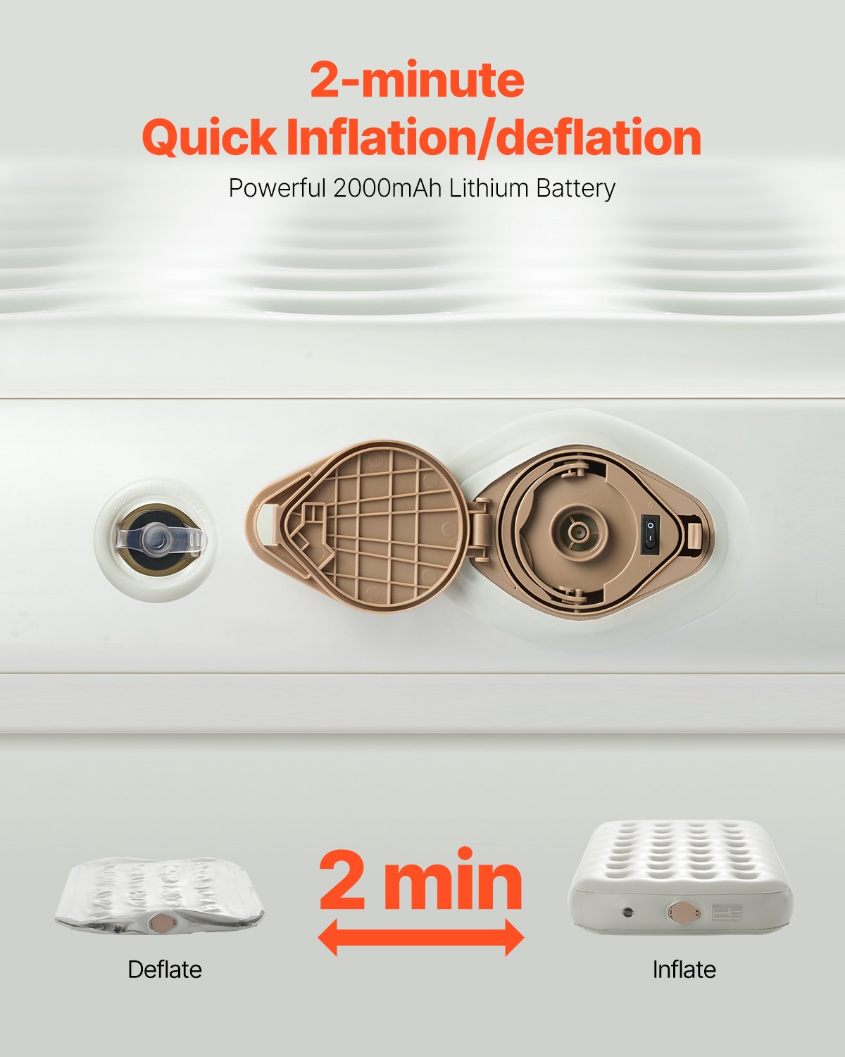 VEVOR Luftmatratze Twin mit Rahmen, Aufblasbare Matratze für 1 Person mit Pumpe und Rolltasche, max. 136 kg, Schnell Aufblasendes Luftbett für Zuhause, Gäste und Camping, 1880x990x610mm