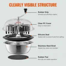 VEVOR 482,6 mm Erntemaschine Manuell Trimmer Blattschüssel-Trimmer mit Netztasche und 3 Arten von Edelstahl-Klingen zum Schneiden von nasse/trockene Pflanzen Tumble Cutter Bowl Erntemaschine Grow