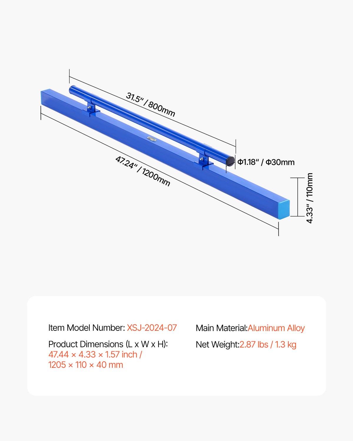 VEVOR Betonestrich, 1,2 m Estrich mit Libelle, einfache Reinigung & Endkappen-Design, Aluminium- & umkehrbarer Griff zum Nivellieren von Böden, für Kleinbauarbeiten & Hausrenovierungen