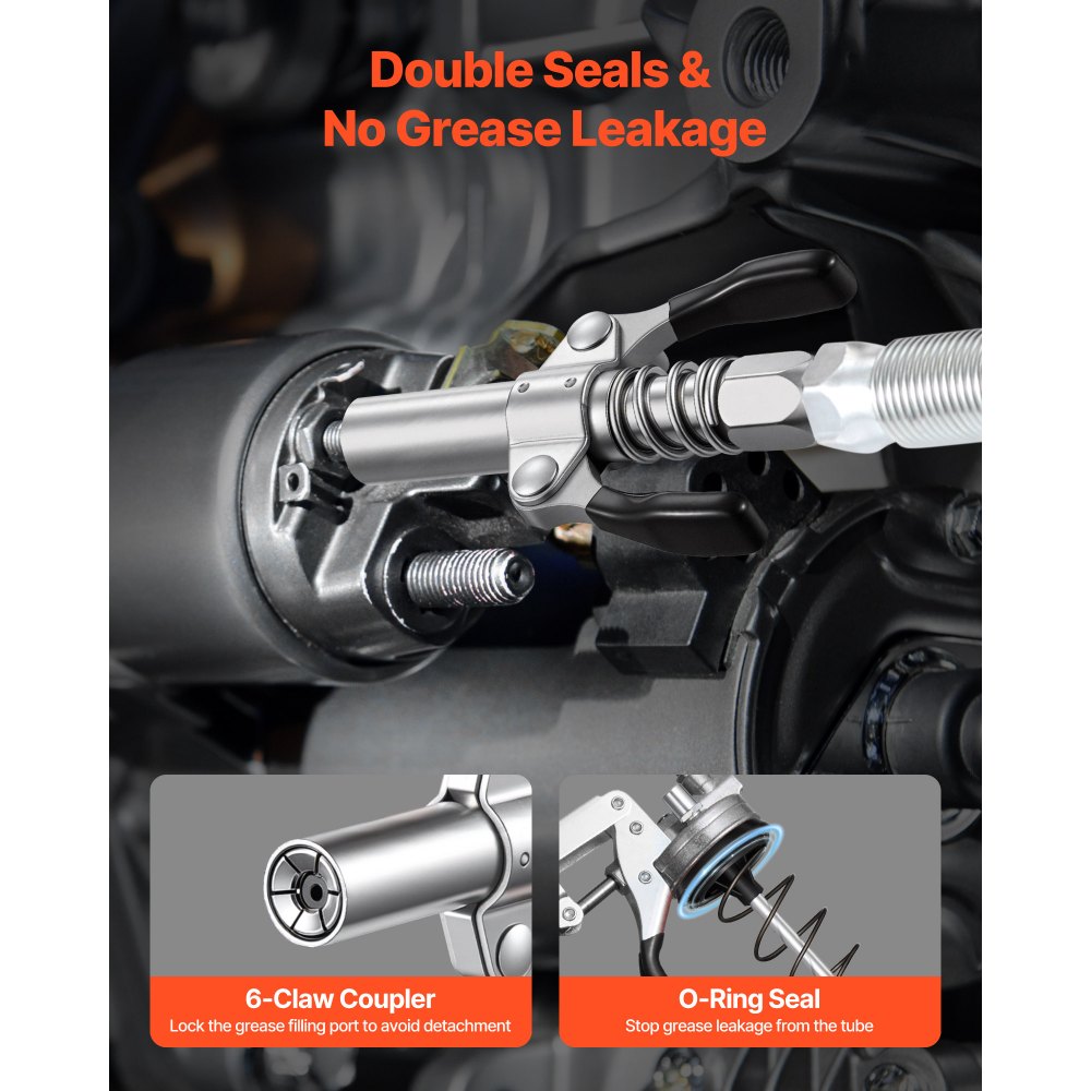 VEVOR Fettpresse, 551 bar, Schmierpressen-Set mit 0,4 L Fassungsvermögen, inkl. 45,7 cm Flexschlauch, Doppelgriff-Fettkupplung, starrem Verlängerungsrohr & scharfer Düse für Kfz & Schifffahrt