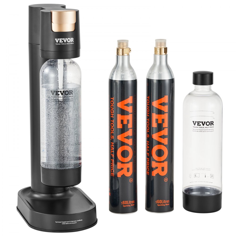 VEVOR Sprudelwassergerät, Soda-Maschine, Selterswasser-Starter-Set mit 2 Stk. BPA-freien 1 L PET-Flaschen, 2 Stk. CO2-Flaschen, kompatibel mit Einschraubbaren 60 L CO2-Flaschen (CO2 frei)