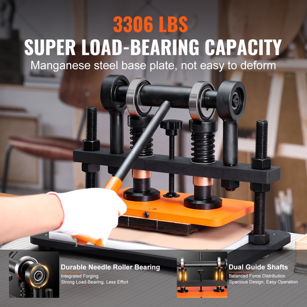 VEVOR Leather Die Cutting Machine, Manual Leather Cutting Machine 26 x 15 cm, Leather Embossing Machine, 1.5 t Heavy-Duty Leather Die Cutting Machine, Suitable for Leather, PVC/EVA Foam, Non-Adhesive Materials