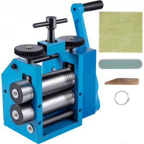 VEVOR Manuelle Walzwerk Maschine, Eisen 75mm Rolle Presser Gute Verschleißfestigkeit Kombination Schmuck Walzwerk Tablettiermaschine Walzdraht Flache Muster Blech Schmuck Kennzeichnung DIY Werkzeug