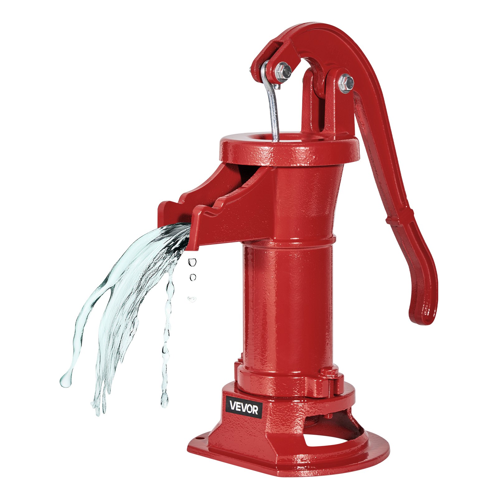VEVOR Well Hand Pitcher Pump, 25 ft Maximum Lift, Antique Cast Iron Manual Hand Water Pump, NPT 1-1/4 in Connection, Easy Installation, Old Fashioned for Outdoor Garden, Pond, Backyard, Farm, Red