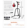 VEVOR 2 in 1 Boxsackständer Trainingsgerät Sandsackgestell aus Stahl, höhenverstellbare Boxsackhalterung (65 kg belastbar), Fitnessgerät Standboxtrainer für Fitness-Studio Boxing Schwarz