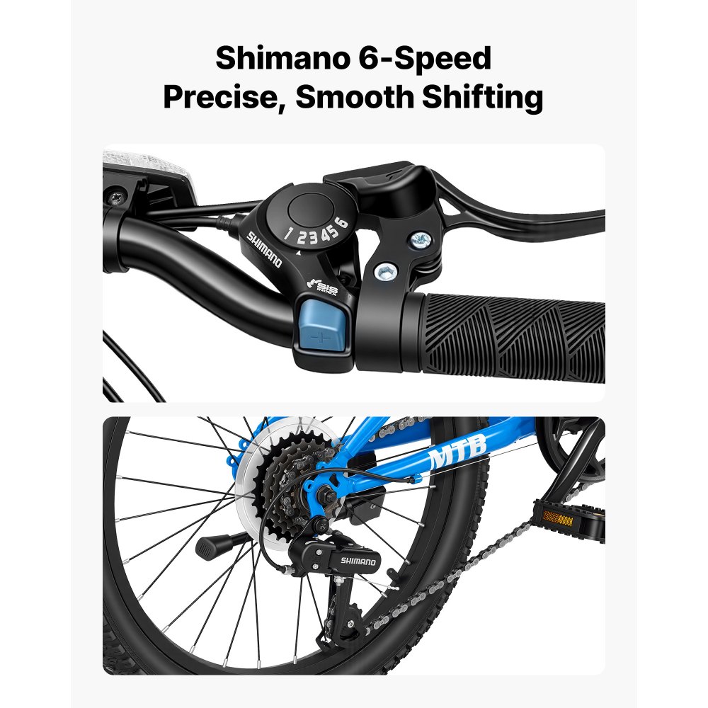 VEVOR Mountain Bike for Men and Women 50.8 cm Outdoor Bicycle 6 Speeds, Adult Bikes, Front Suspension, Adjustable Saddle, All-Terrain Tires, High Carbon Steel Frame, Dual Brake, Pre-Assembled