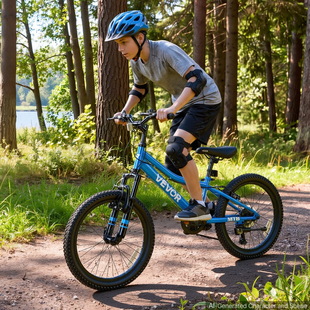 VEVOR Mountain Bike for Men and Women 50.8 cm Outdoor Bicycle 6 Speeds, Adult Bikes, Front Suspension, Adjustable Saddle, All-Terrain Tires, High Carbon Steel Frame, Dual Brake, Pre-Assembled