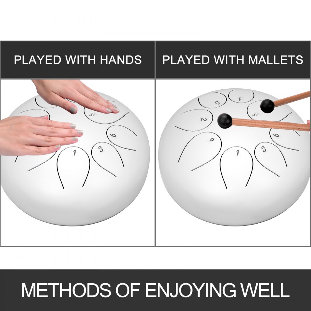 Stahlzungen Trommel Handpan 10" 8 Töne Steel Tongue Drum Mit Tasche Und Schlägel