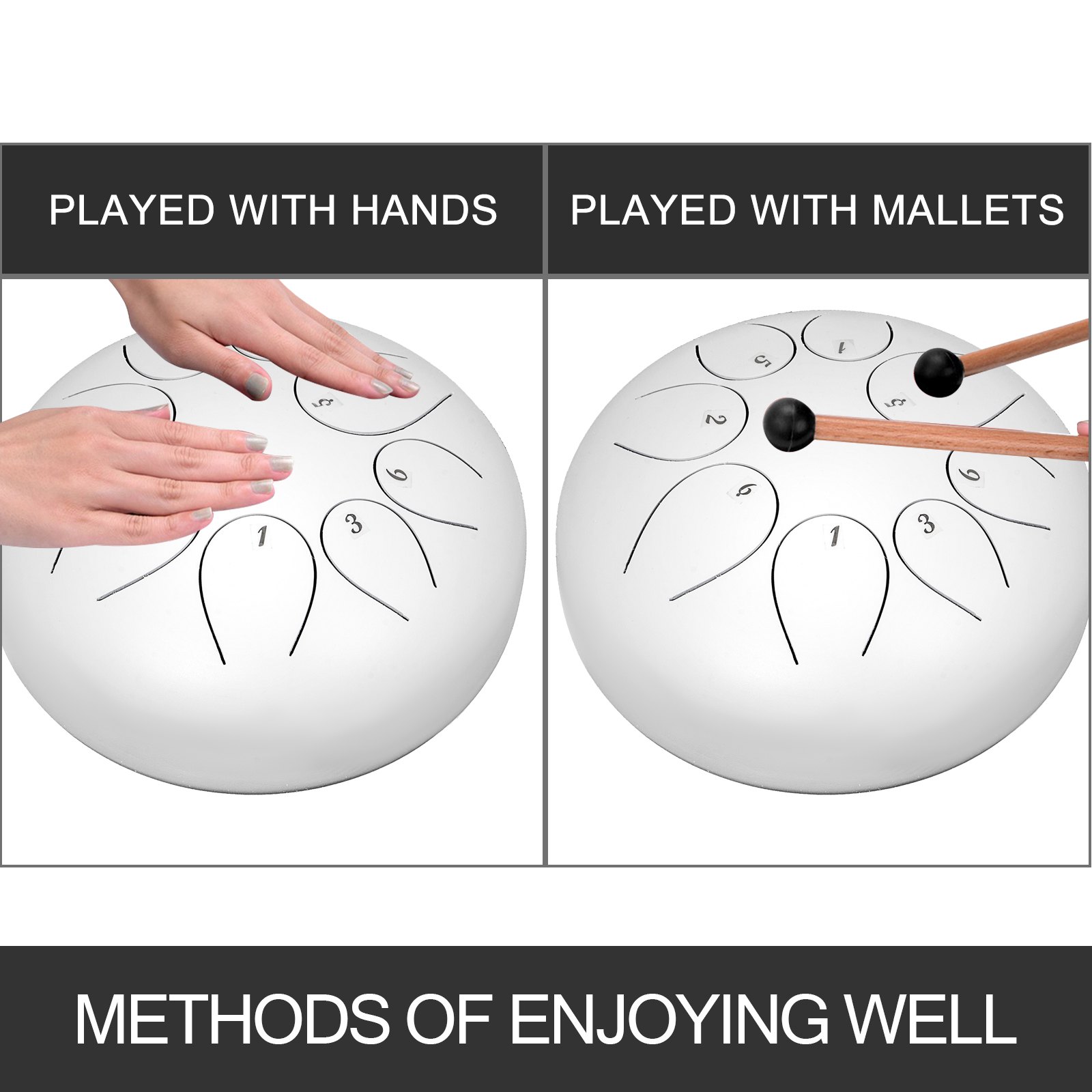 Stahlzungen Trommel Handpan 10" 8 Töne Steel Tongue Drum Mit Tasche Und Schlägel