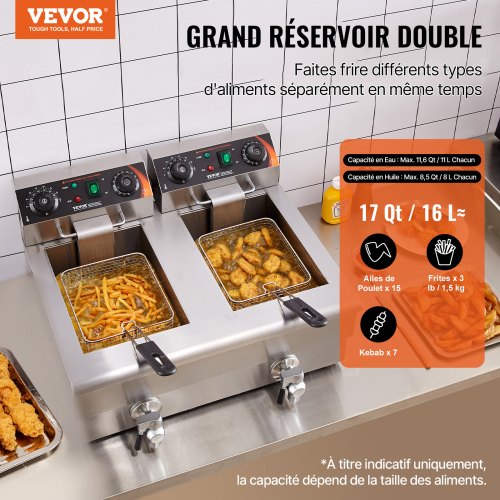 Produktbild von Elektrische Fritteuse, Kommerziell, 2 Behälter Mit 12 L, 2,5 KW