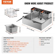 VEVOR Kommerzielle Elektrische Fritteuse Edelstahl 2500W+2500W Abnehmbar