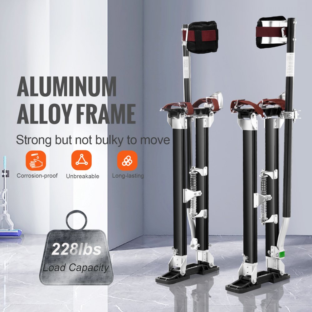 VEVOR Aluminium-Arbeitsstelzen – höhenverstellbar 61–102cm (24–40'') Traglast 103kg für Trockenbau, Maler, Renovierung & Baumschnitt, Rutschfeste Gummifüße & Stoßdämpfung für maximale Sicherheit