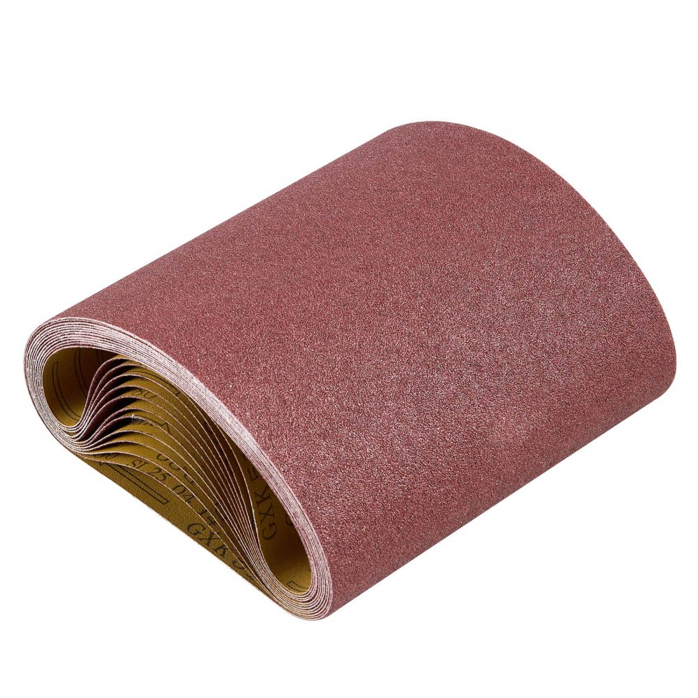 VEVOR Schleifbänder, 202 x 485 mm Schleifpapier für Bandschleifer, 12 Stück 80-Körnung, Gewebe-Schleifband aus Aluminiumoxid, Ideal für Holzbearbeitung, Stahl, Aluminium, Nichteisenmetalle