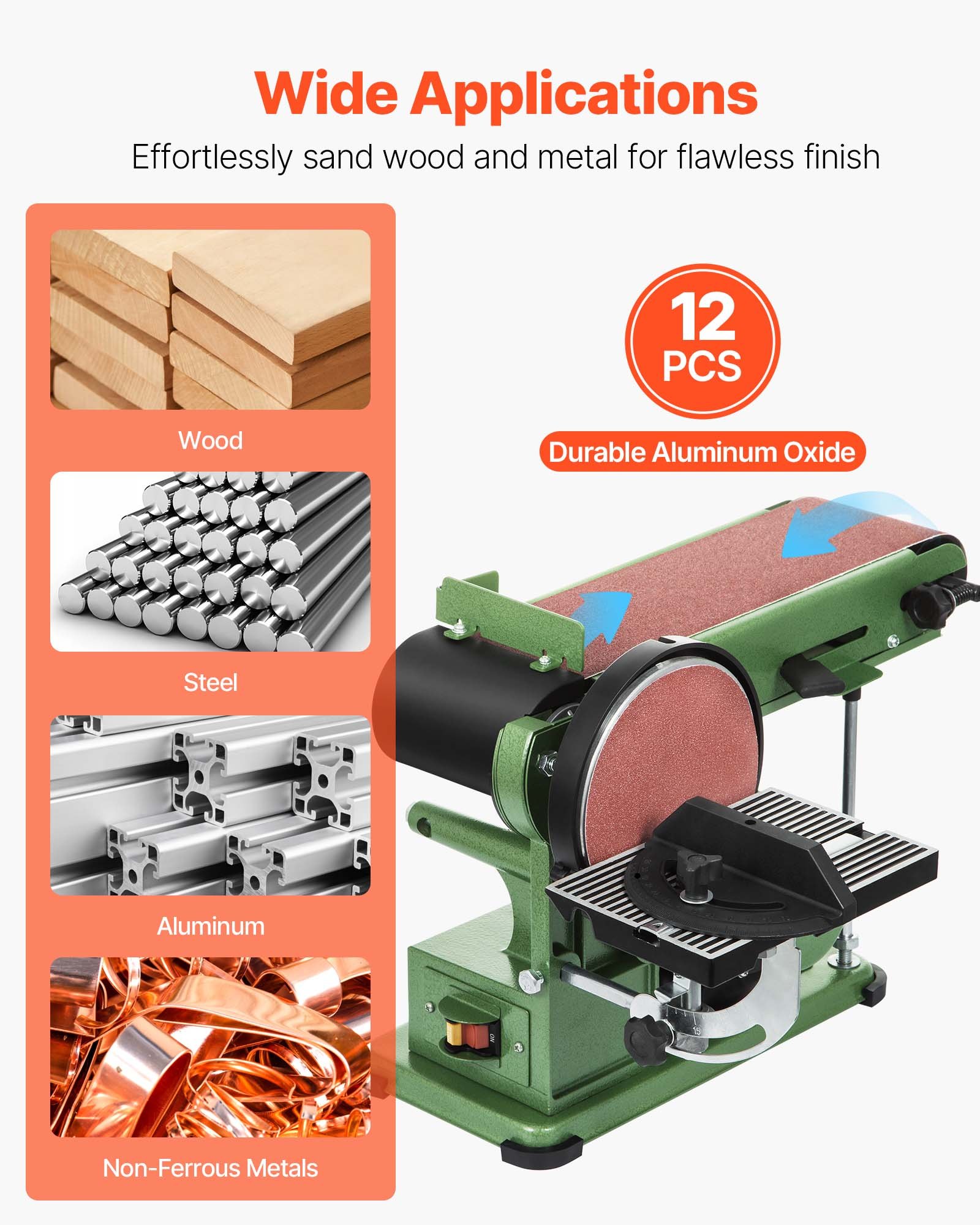 VEVOR Schleifbänder, 202 x 485 mm Schleifpapier für Bandschleifer, 12 Stück 80-Körnung, Gewebe-Schleifband aus Aluminiumoxid, Ideal für Holzbearbeitung, Stahl, Aluminium, Nichteisenmetalle
