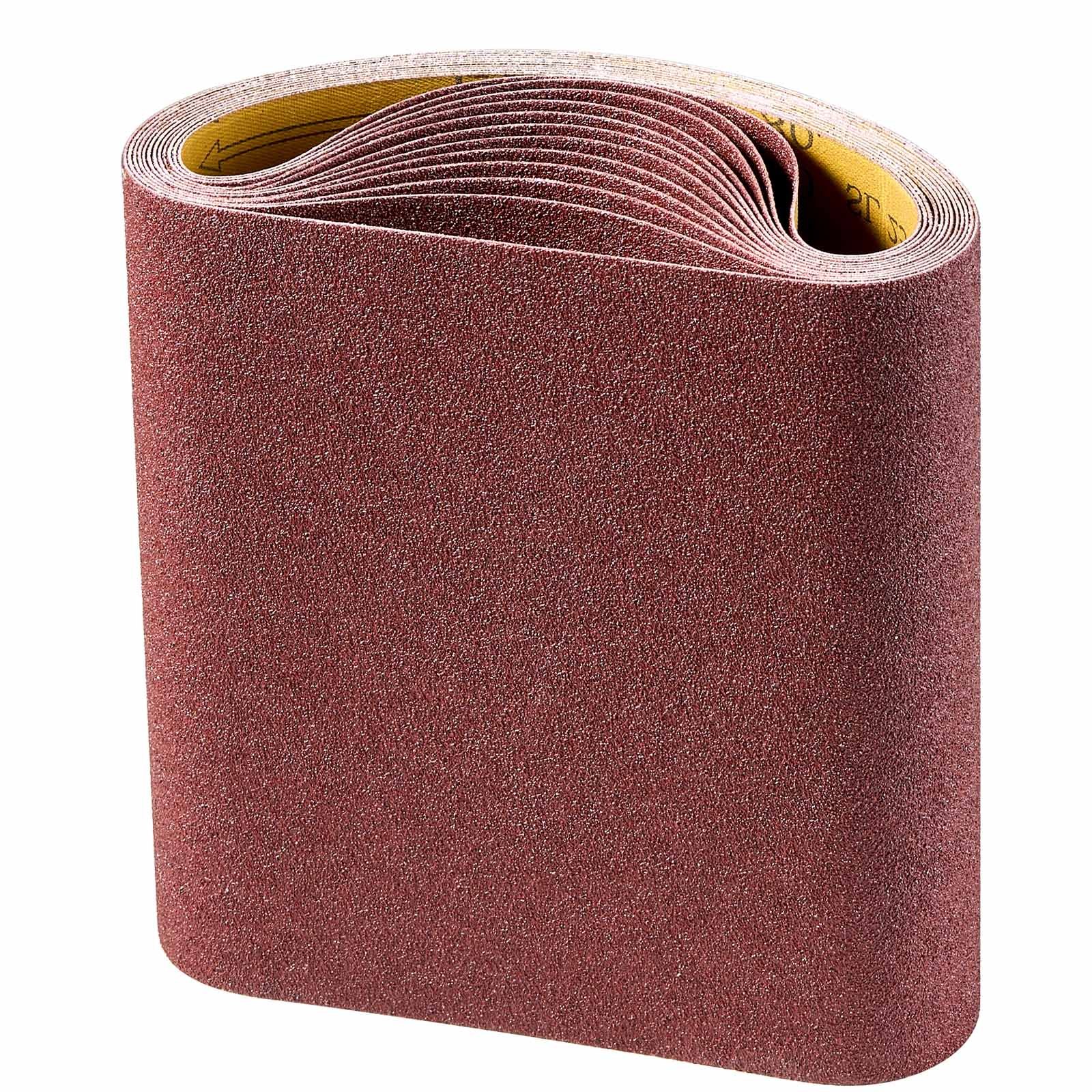 VEVOR Schleifbänder, 202 x 485 mm Schleifpapier für Bandschleifer, 12 Stück 80-Körnung, Gewebe-Schleifband aus Aluminiumoxid, Ideal für Holzbearbeitung, Stahl, Aluminium, Nichteisenmetalle