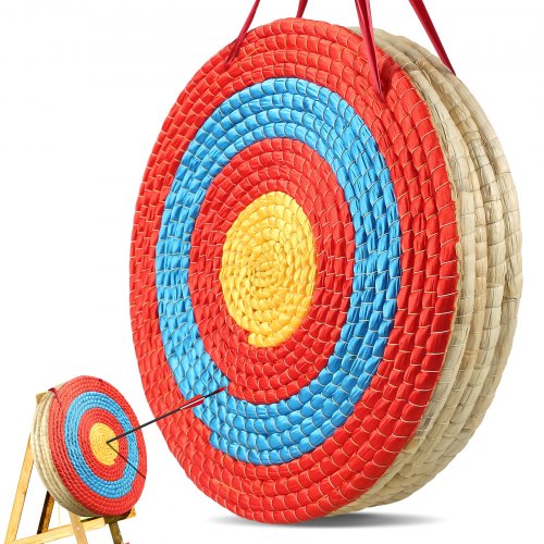 VEVOR 508 mm Zielscheibe Bogenschießen, Handgefertigtes Strohbogenziel für Recurvebogen Compoundbogen oder Langbogen, Traditionelles Bogenpfeilziel für Kinder Jugend Erwachsene Bogenschießen