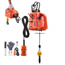 VEVOR Elektrische Seilwinde, 500 kg Tragkraft, 3-in-1 Elektro-Hebezeug, 1500 W, 7,6 m Hubhöhe, 5 m/min, mit manueller, kabelgebundener & kabelloser Fernbedienung für Fabrik, Lager & Garage