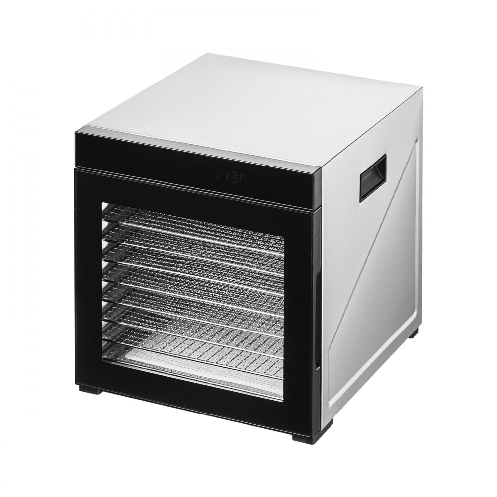 VEVOR Dörrgerät Dörrautomat 10 Edelstahlschalen, elektrischer 1000 W Futtertrockner mit einstellbarer Temperatur, Gefriertrockner für Trockenfleisch Fleisch Obst Gemüse Kräuter Hundeleckerlis