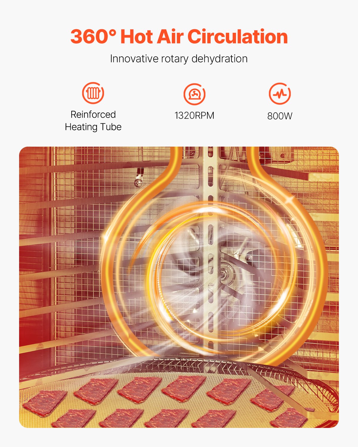 VEVOR Dörrgerät Dörrautomat 12 Edelstahlschalen, elektrischer 800 W Futtertrockner mit einstellbarer Temperatur, Gefriertrockner für Trockenfleisch Fleisch Obst Gemüse Kräuter Hundeleckerlis