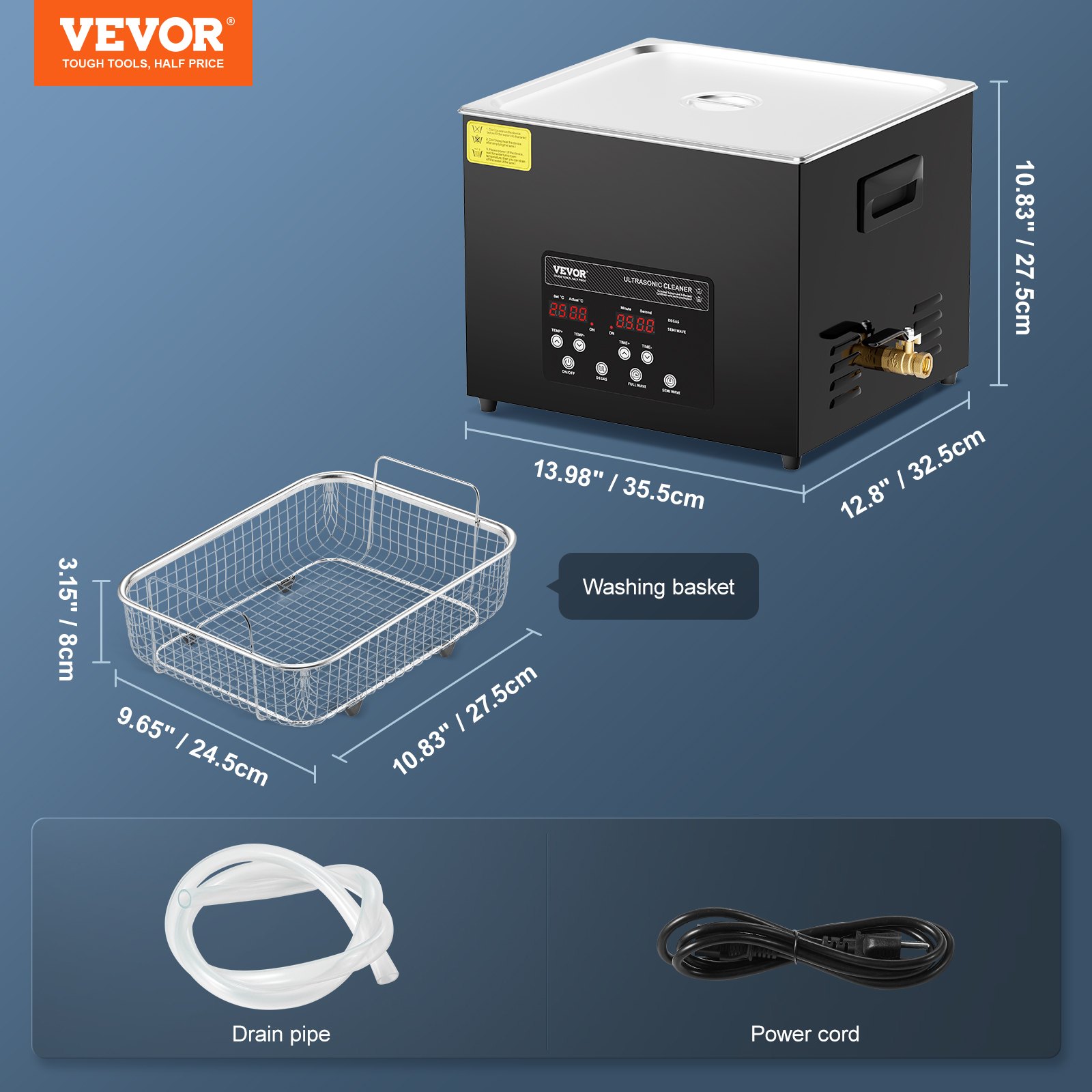 VEVOR 15 L Ultraschallreiniger 360 W digitales Ultraschallreinigungsgerät mit verbesserter Entgasung & Schonmodus, 40kHz industrieller Ultraschallreiniger mit Timer & Heizung für Schmuckwerkzeuge