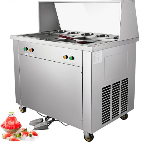 Doppelte Pfanne Gebratene Eiscreme Maschine Fünf Eimer Joghurt Milch Eismaschine