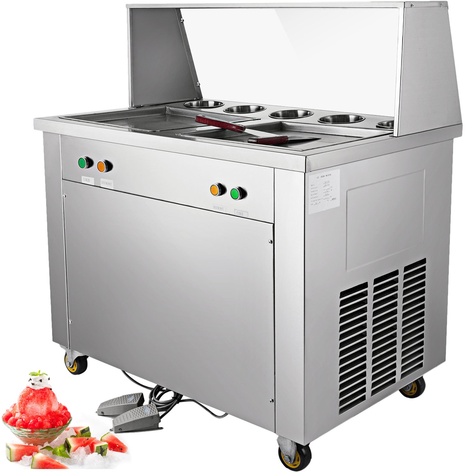 Doppelte Pfanne Gebratene Eiscreme Maschine Fünf Eimer Joghurt Milch Eismaschine