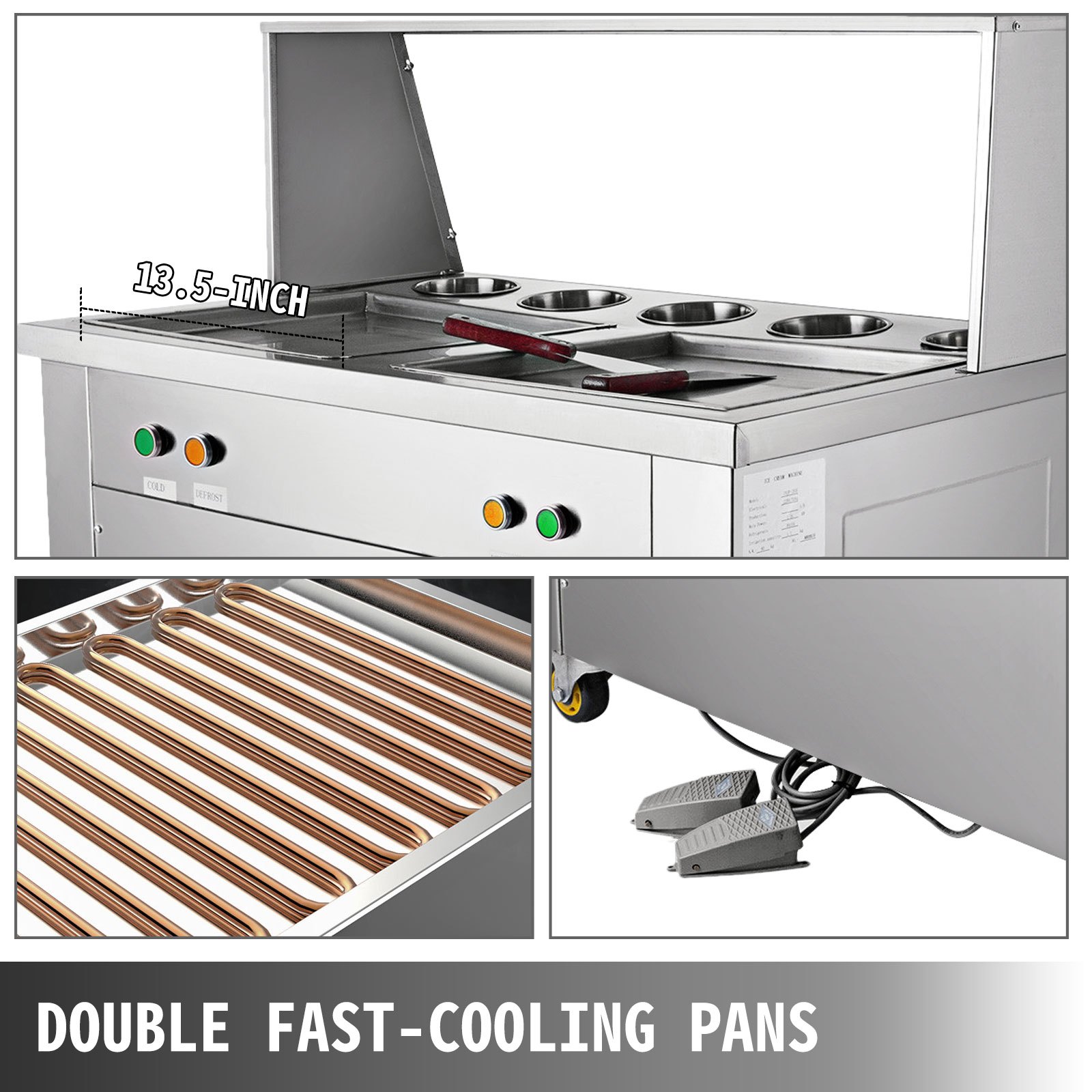 Doppelte Pfanne Gebratene Eiscreme Maschine Fünf Eimer Joghurt Milch Eismaschine