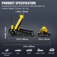 VEVOR Wagenheber Niedriges Profil 3t Hydraulikpumpe Stahl Einzelner Kolben