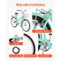 VEVOR Damenfahrrad 26 Zoll Cruiser-Fahrrad 150 kg 1-Gang Citybike Hellgrün, für Alltag und Pendeln, mit Aufrechter Sitzposition, Korb, Gepäckträger bis 50 kg, Doppel-V-Bremsen und Komplettem Zubehör