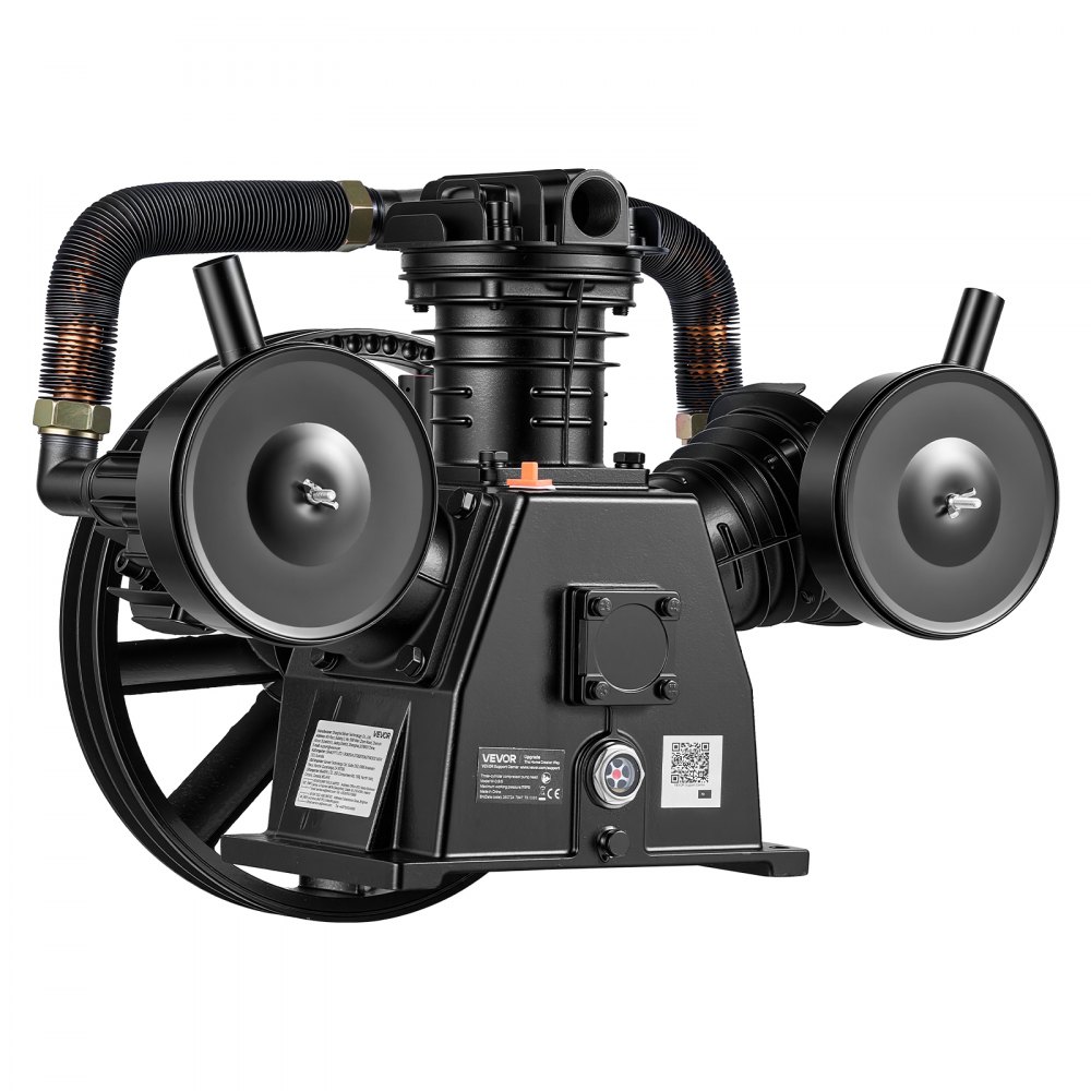 VEVOR Air Compressor Pump Head, 5.6 kW 547 L/min, 3-Cylinder Oil-Lubricated Air Compressor Pump Head, Single-Stage Cast Iron Replacement Head with Max 8 Bar Pressure for Woodworking Auto Repair