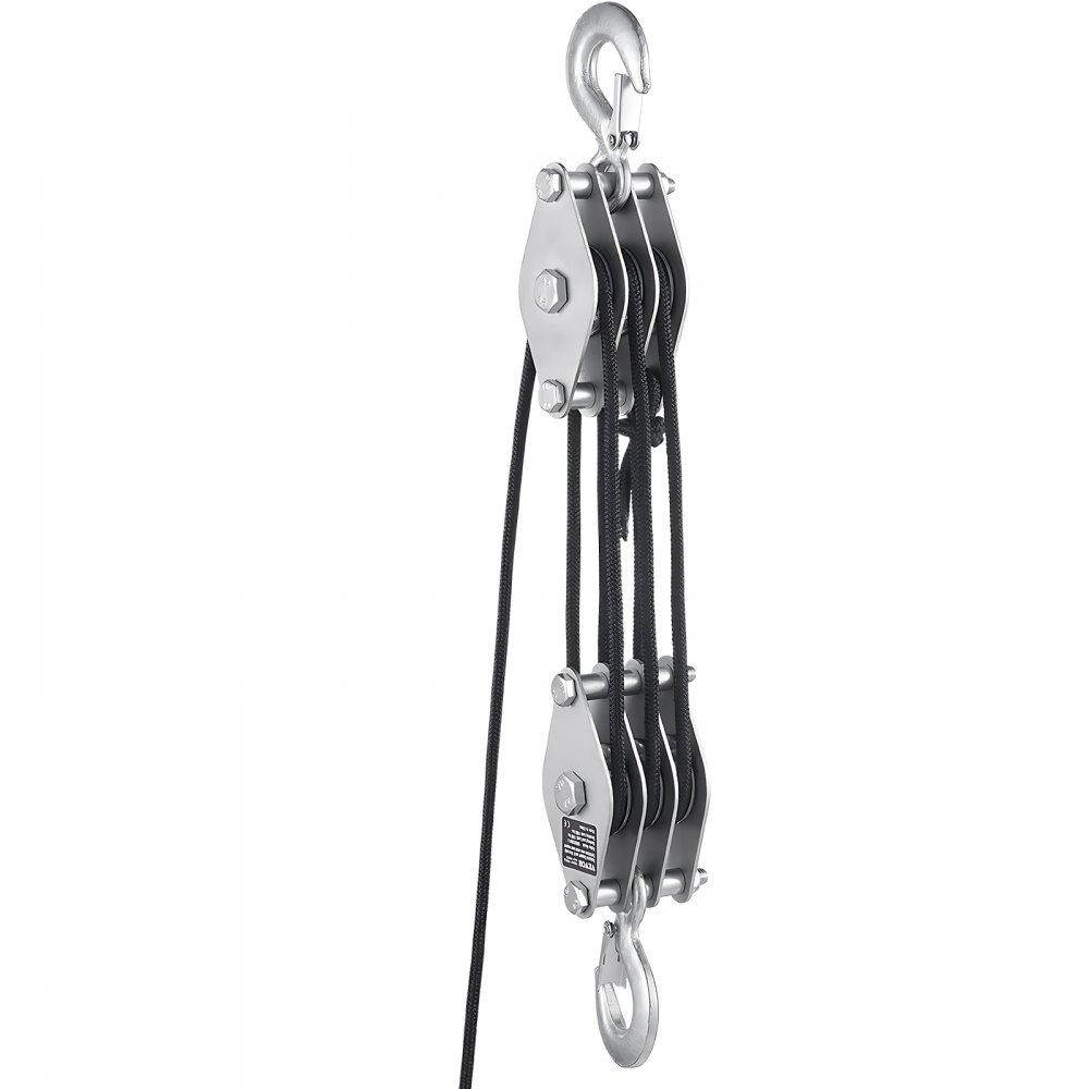 VEVOR Flaschenzug mit 2 T Bruchfestigkeit, 30 m, 5:1 Hubkraft, Hochleistungs-Seilzug mit 2 weichen Schlaufen, Metallrad-Lagerstruktur, Umlenkrolle Universalseilzug zum Heben schwerer Gegenstände