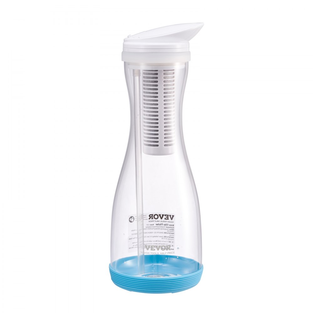 VEVOR Wasserfilter Kanne Wasserfilterkrug 6 Tassen Wasserfilterspender aus Glas, kühlschrankfreundliches Wasserfiltersystem, kein BPA, hält 3 Monate / 800 L, reduziert Chlor Rost Gerüche PFOA/PFOS