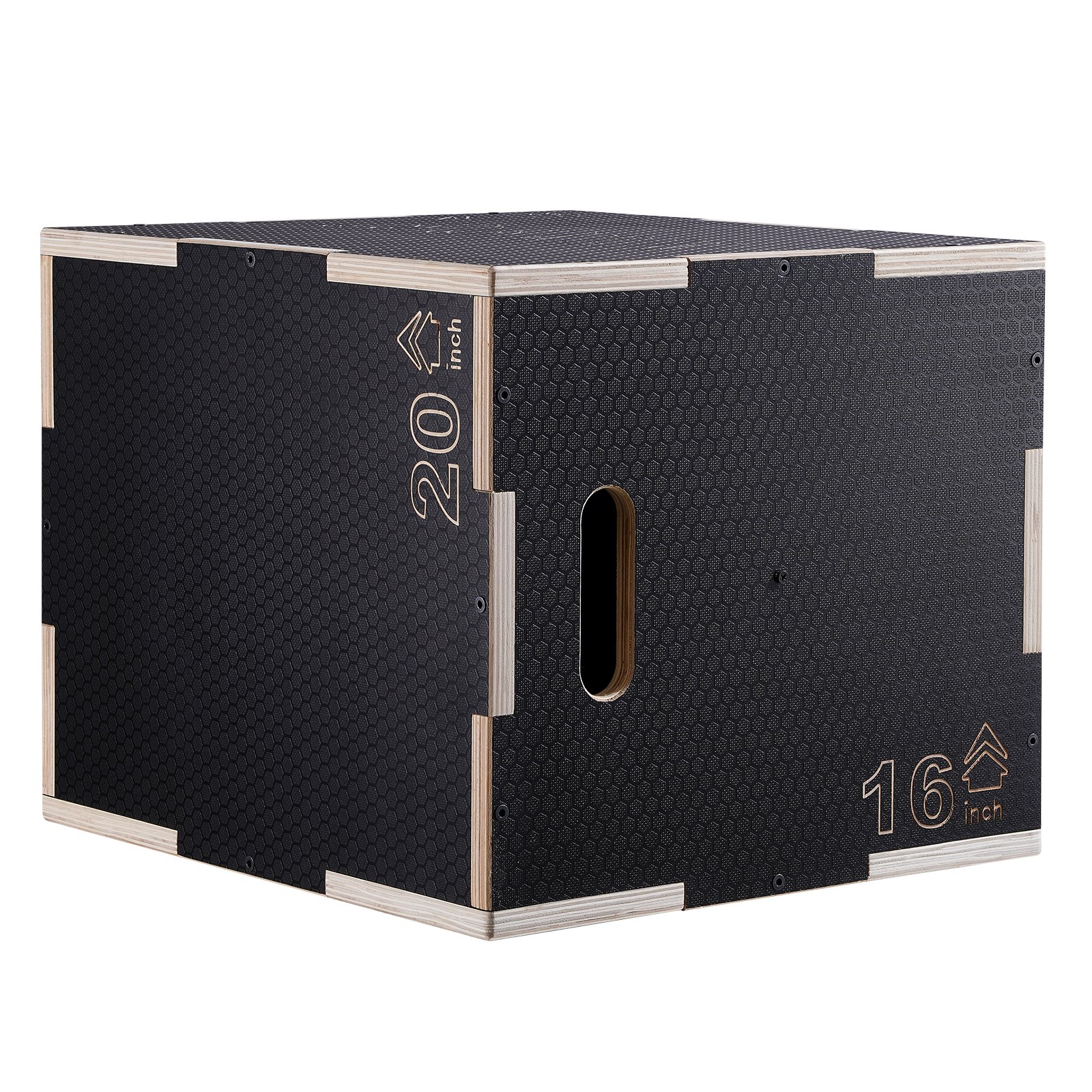 VEVOR 3-in-1-Plyometrische Sprungbox 20/18/16-Zoll-Plyobox, Sprungkasten Sprungkiste 204 kg Tragfähigkeit, Fitnessübungs-Step-Up-Box für Heimtraining, Sprungkrafttraining Schwarz Einstellbare Höhe