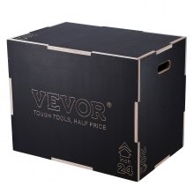 VEVOR 3-in-1-Plyometrische Sprungbox 30/24/20-Zoll-Plyobox, Sprungkasten Sprungkiste 204 kg Tragfähigkeit, Fitnessübungs-Step-Up-Box für Heimtraining, Sprungkrafttraining Schwarz Einstellbare Höhe
