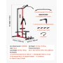 VEVOR Latzugstation, 3-in-1 Latzugturm, Kraftstation mit Latzugstange & Seilzug, bis 181 kg Belastbar, Krafttraining für Rücken Arme Schultern Bauch, Latzugmaschine für Fitnesscenter Zuhause, Schwarz