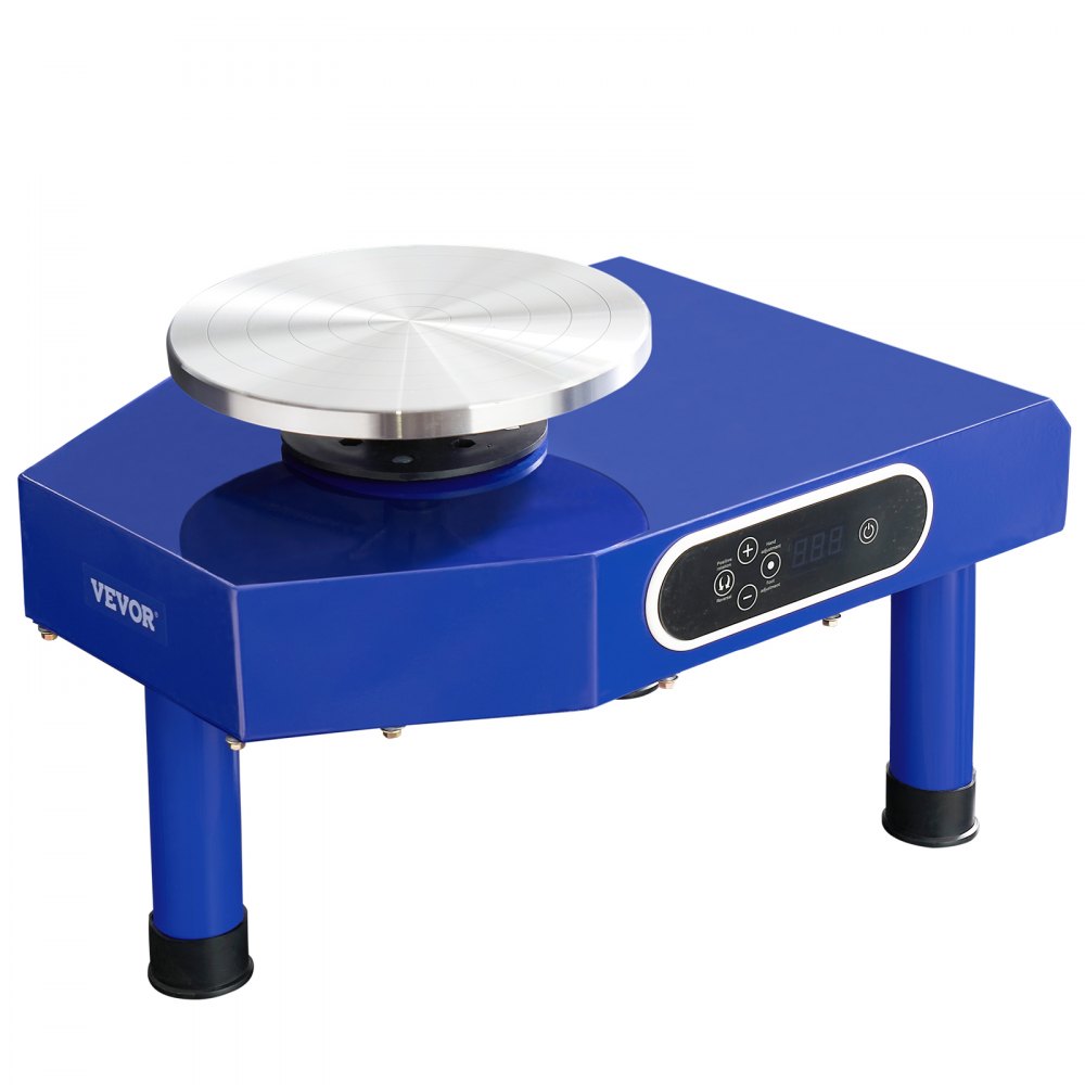VEVOR Töpferscheibe 25 cm Keramikscheibe Keramik Rad Maschine 60-300 U/min, mit Fußpedal Abnehmbares ABS-Becken LCD-Bedienfeld Modellierwerkzeug & Schürze für Heimwerkerprojekte