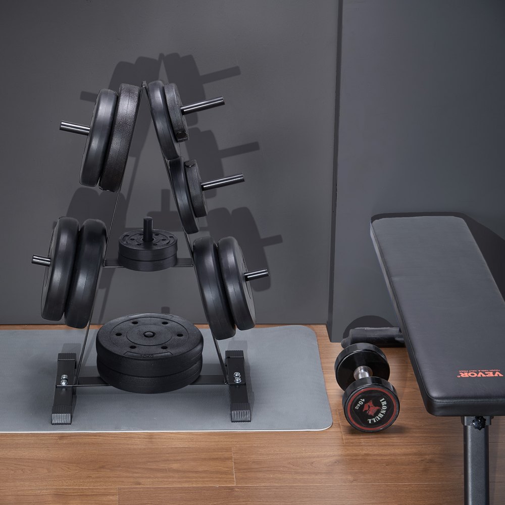 VEVOR Weight Plate Rack A-Frame Weight Plate Tree for 1-inch Weight Plates, Weight Plate Tree, 227 kg Load Capacity, Weight Storage Holder, Barbell Rack Storage Stand