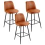 VEVOR Barhocker Thekenhocker 3 Stk. (98 cm hoch) Küchenstuhl aus PU-Leder mit Rückenlehne & Metallrahmen, Bistrostuhl (136,1 kg belastbar) Küche Esszimmer Bar Kücheninsel, Barstuhl Braun