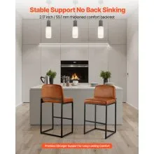 VEVOR Barhocker Thekenhocker 4 Stk. (925 mm hoch) Küchenstuhl aus PU-Leder mit Rückenlehne & Metallrahmen, Bistrostuhl (149,7 kg belastbar) Küche Esszimmer Bar Kücheninsel Barstuhl Braun