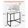 VEVOR Barhocker Thekenhocker 3 Stk. (87 cm hoch) Küchenstuhl mit Rückenlehne & Armlehne & Metallrahmen & Fußstütze, Bistrostuhl (158,8 kg belastbar) Küche Esszimmer Bankschalter Bar, Weiß