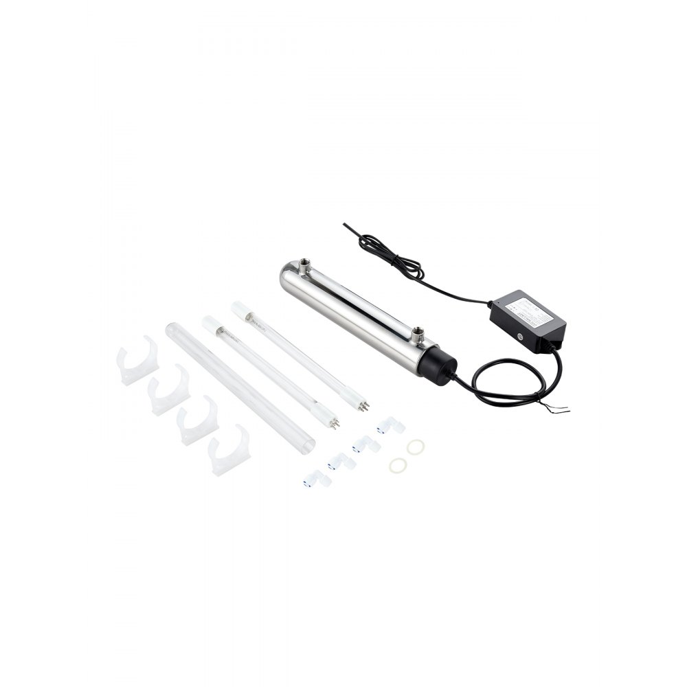 VEVOR UV-Wasserreiniger 3,785 L/min vielseitiger Ultraviolett-Wasserreinigerfilter mit Edelstahlgehäuse, UV-Wasserfilter für das ganze Haus mit Quarzhülle, geeignet zum Duschen/Trinken/Reinigen