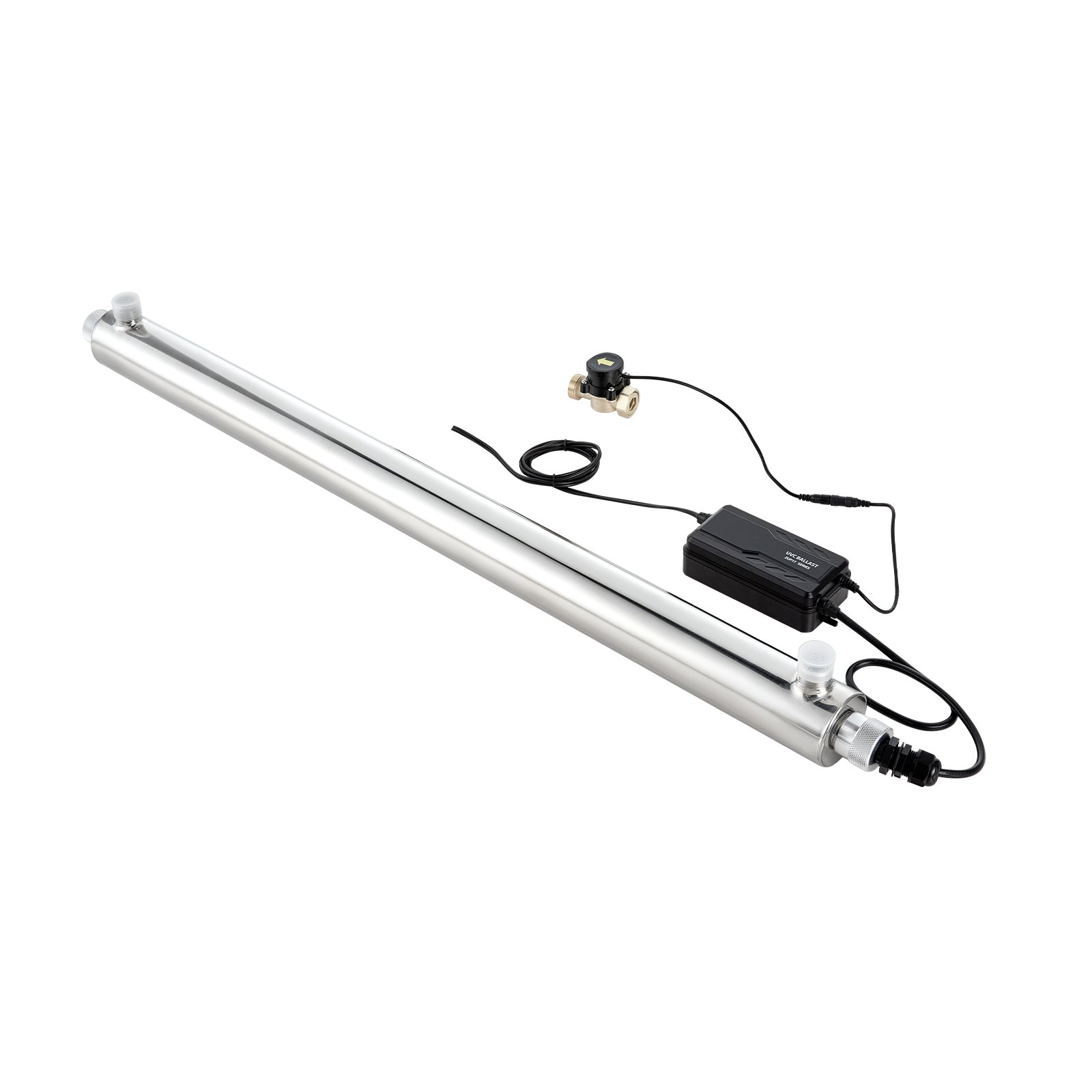 VEVOR UV-Wasserreiniger 56 W 45,4 L/min vielseitiger Ultraviolett-Wasserreinigerfilter mit Edelstahlgehäuse, UV-Wasserfilter für das ganze Haus mit Quarzhülle, geeignet zum Duschen/Trinken/Reinigen