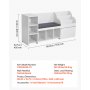 VEVOR Kinderregal mit Sitzbank & Rückenlehne & Bücherregal & Spielzeug-Organize, Spielzeugkiste Aufbewahrungstruhe für Spielzimmer Wohnzimmer Eingangsbereich, 170 x 40 x 80 cm, weiß