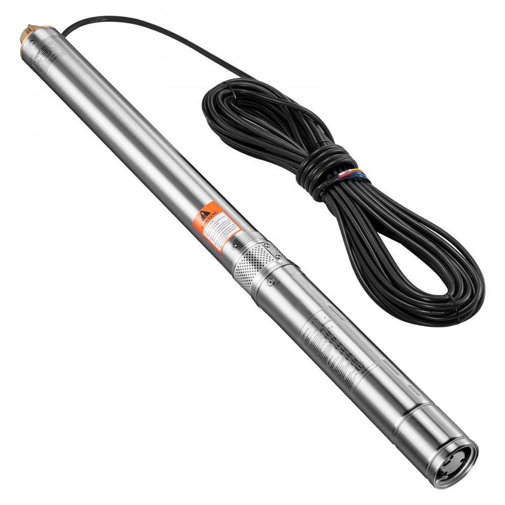 VEVOR Tiefbrunnenpumpe, 550 W Ausgangsleistung, 65 L/min Durchfluss, 64 m Förderhöhe, mit 20 m Kabel, externer Steuerkasten, Edelstahl-Wasserpumpe, für industrielle Bewässerung und Heimgebrauch, IP68